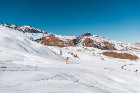 Winter mountains in Gusar region of Azerbaijanの写真素材