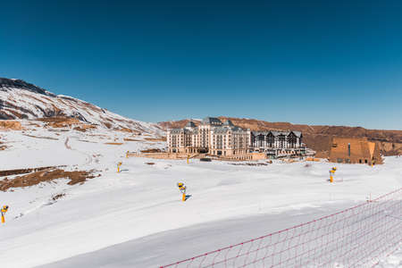 Shahdag - FEBRUARY 8, 2015: Tourist Hotels  on February 8 in Azerbaijan, Shahdag. Shahdag has become a popular tourist destination for skiing in Azerbaijan.のeditorial素材