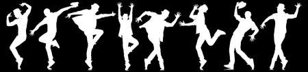 Silhouettes of dancers in dancing conceptの写真素材