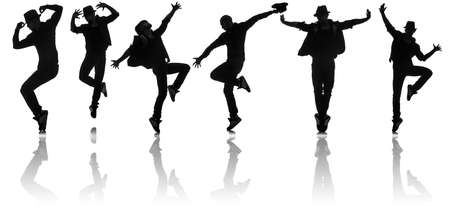 Silhouettes of dancers in dancing concept