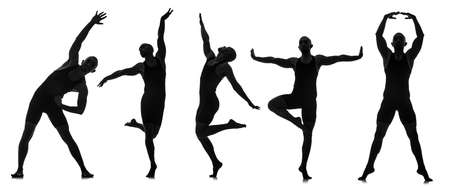 Silhouettes of dancers in dancing conceptの写真素材