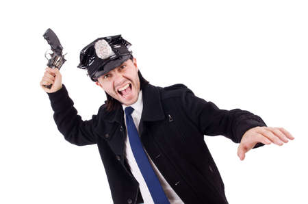 Police officer isolated on white