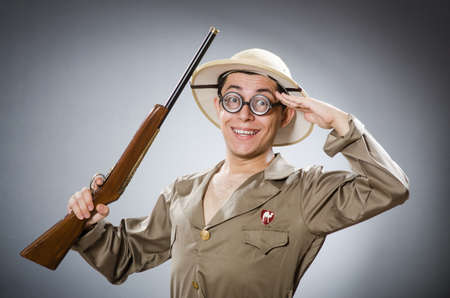 Funny hunter in hunting conceptの写真素材