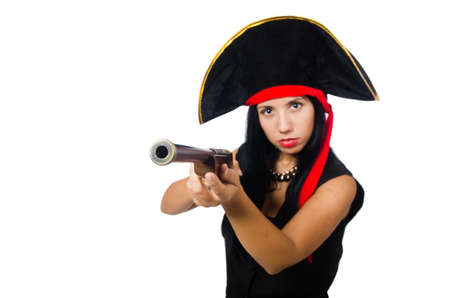 Woman pirate isolated on white