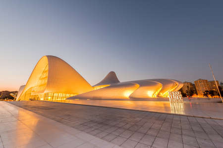BAKU- JULY 20: Heydar Aliyev Center on July 20, 2015 in Baku, Azerbaijan. Heydar Aliyev Center won the Design Museum's Designs of the Year Award in 2014のeditorial素材
