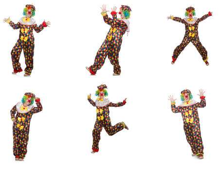 Set of clown photos isolated on whiteの写真素材