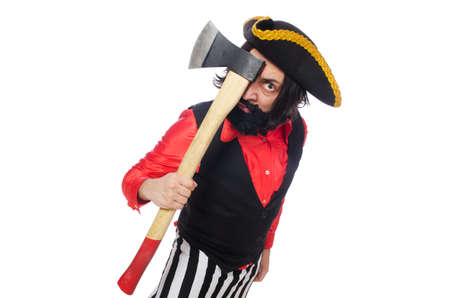 Funny pirate isolated on the whiteの写真素材