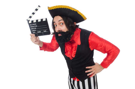 Funny pirate isolated on the whiteの写真素材