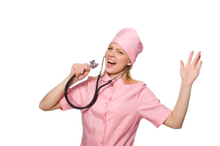 Woman doctor isolated on whiteの写真素材