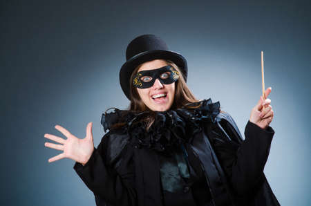 Woman magician in funny conceptの写真素材
