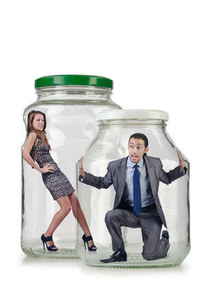 People trapped in the glass jarの写真素材