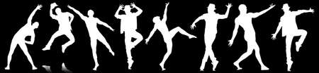 Silhouettes of dancers in dancing concept