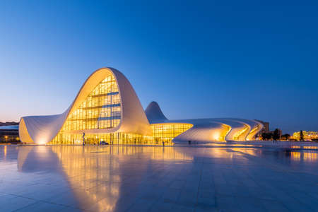 BAKU- JULY 20: Heydar Aliyev Center on July 20, 2015 in Baku, Azerbaijan. Heydar Aliyev Center won the Design Museum's Designs of the Year Award in 2014のeditorial素材