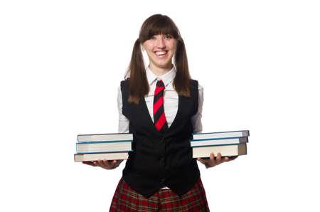 Funny nerd student isolated on whiteの写真素材