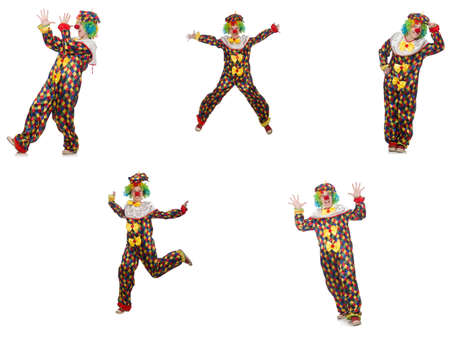 Set of clown photos isolated on whiteの写真素材