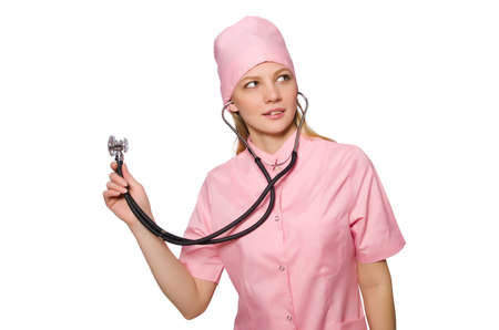 Woman doctor isolated on whiteの写真素材