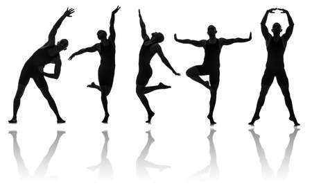 Silhouettes of dancers in dancing conceptの写真素材