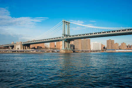 Manhattan bridge on summer day in New Yorkの写真素材