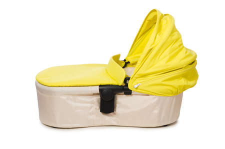 Baby carrycot isolated on whiteの写真素材