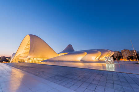 BAKU- JULY 20: Heydar Aliyev Center on July 20, 2015 in Baku, Azerbaijan. Heydar Aliyev Center won the Design Museum's Designs of the Year Award in 2014のeditorial素材
