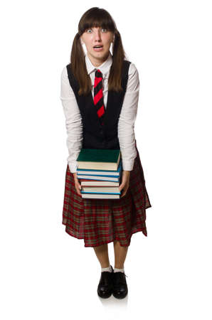 Funny nerd student isolated on whiteの写真素材