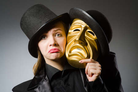 Woman with mask in funny concept