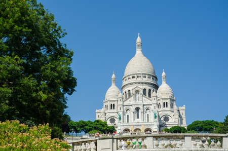 Paris - SEPTEMBER 12, 2012: Basilique du Sacre Coeur on September 12 in Paris, France. Basilique du Sacre Coeur is popular tourist destinationのeditorial素材