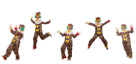 Set of clown photos isolated on whiteの写真素材