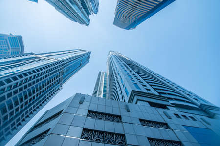 Tall Dubai Marina skyscrapers in UAE