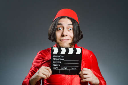 Man wearing red fez hatの写真素材