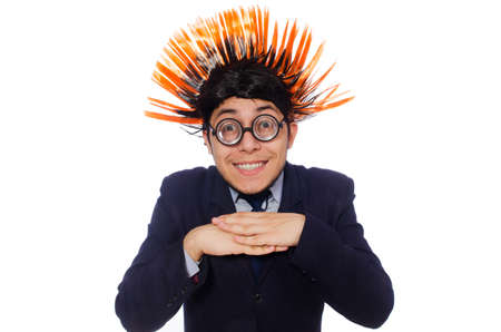 Funny man with mohawk hairstyleの写真素材