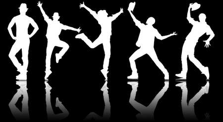 Silhouettes of dancers in dancing conceptの写真素材
