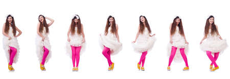 Funny bride isolated on the whiteの写真素材