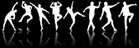 Silhouettes of dancers in dancing conceptの写真素材
