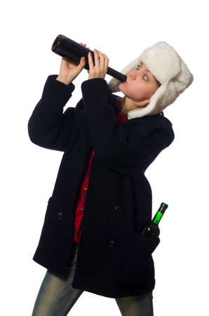 Woman with hat in funny conceptの写真素材