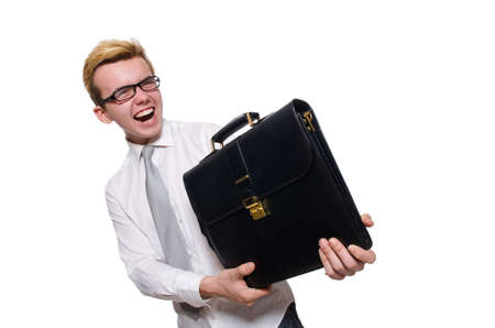 Funny businessman isolated on the whiteの写真素材