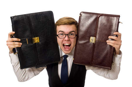 Funny businessman isolated on whiteの写真素材