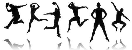 Silhouettes of dancers in dancing conceptの写真素材