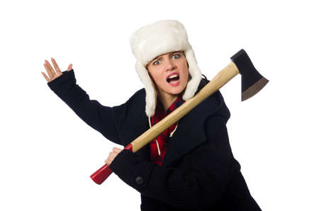 Woman with hat in funny conceptの写真素材