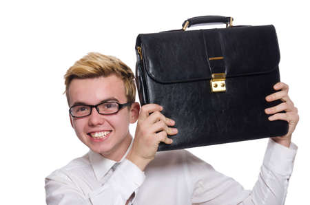 Funny businessman isolated on the whiteの写真素材