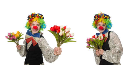 Female clown isolated on whiteの写真素材