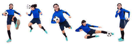 Football player isolated on the white backgroundの写真素材