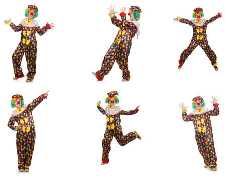Set of clown photos isolated on whiteの写真素材