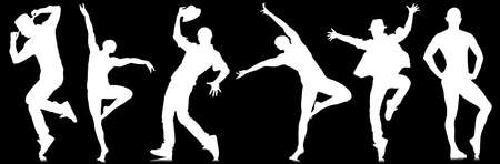Silhouettes of dancers in dancing conceptの写真素材