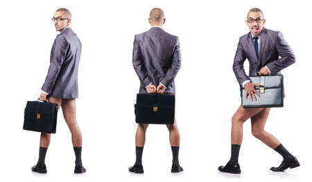 Composite photo of naked businessman on whiteの写真素材
