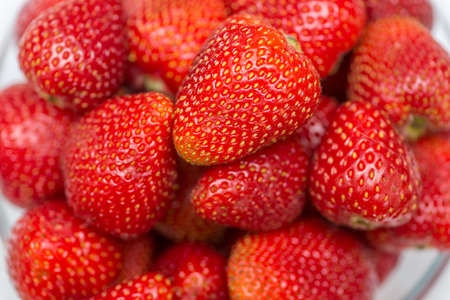 Strawberries arranged on the displayの写真素材