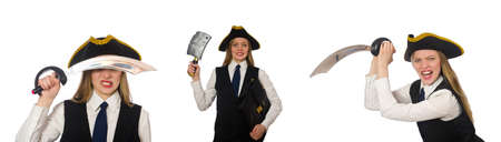 Woman pirate isolated on the whiteの写真素材