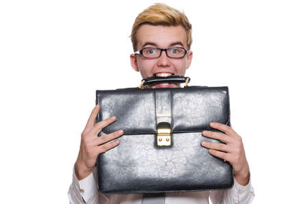 Funny businessman isolated on the whiteの写真素材