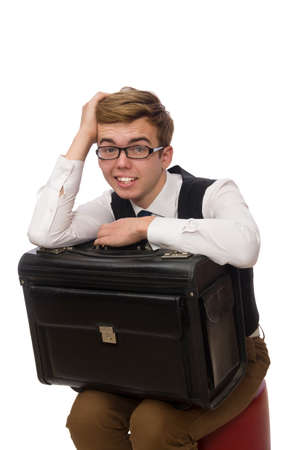 Funny businessman isolated on whiteの写真素材