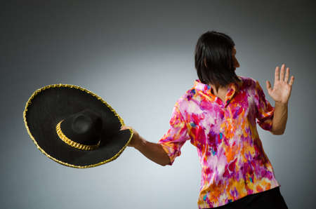 Young mexican man wearing sombrero